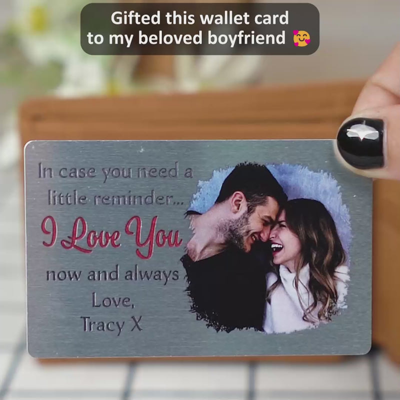 Custom Photo In Case You Need A Little Reminder - Gift For Couples, Husband, Wife - Personalized Aluminum Wallet Card