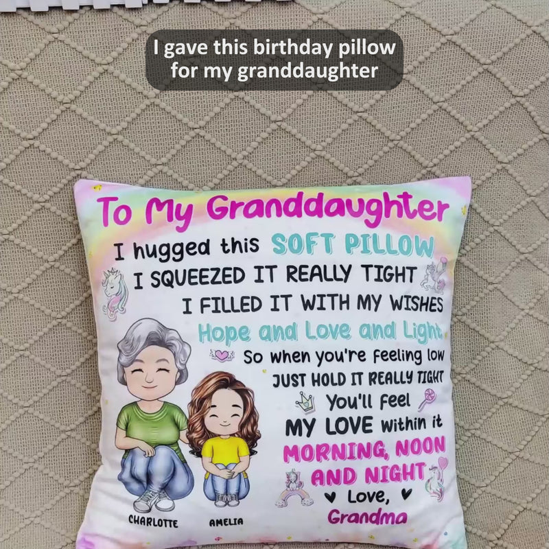 Grandma Mother Hugged This Soft Pillow - Gift For Granddaughter, Grandson, Kids - Personalized Pillow