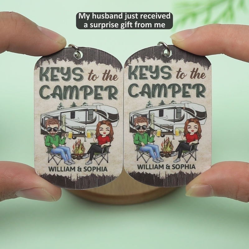 Keys To The Camper - Anniversary, Loving Gifts For Couples, Husband, Wife, Camping Lovers - Personalized Aluminum Keychain