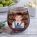 Graduation,Happy,Photo,Proud - Custom Photo Senior Vintage Portrait - Personalized Stemless Wine Glass